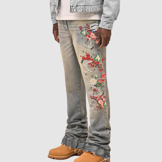 Men's Straight-Leg Denim Pants, European And American Street Style