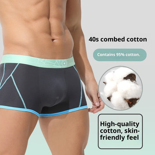 Men's Pure Cotton Comfortable Boxer Briefs With Stripe Print