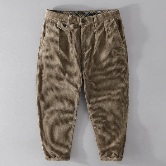 Men's Corduroy Trousers Retro-Style Loose-Fit Casual Pants