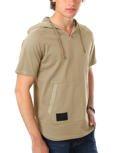 ZIMEGO Men's Pigment Dyed Short Sleeve Vintage Fashion Hoodie