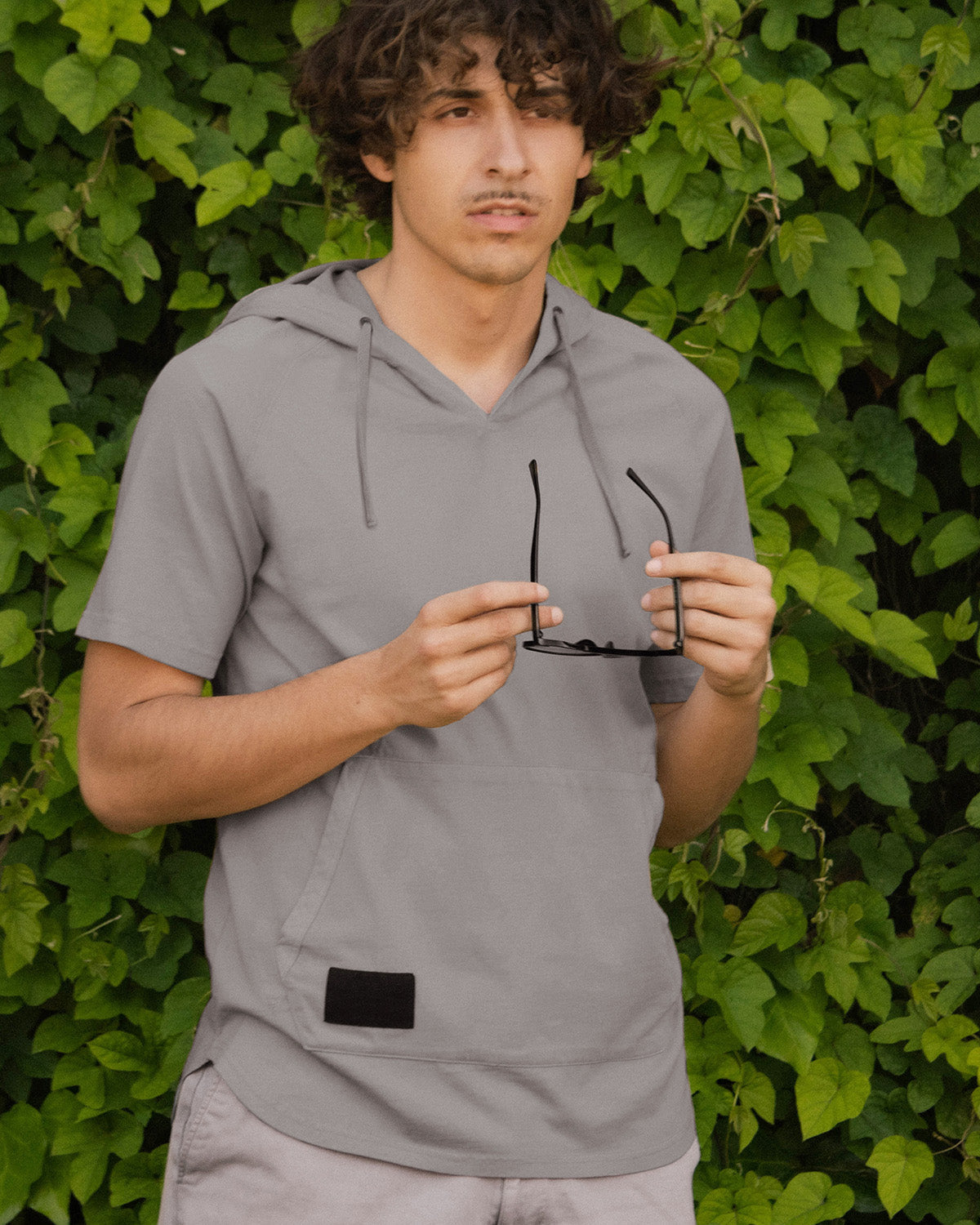 ZIMEGO Men's Pigment Dyed Short Sleeve Vintage Fashion Hoodie